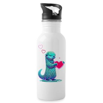 Neon Otter - Trinkflasche mit integriertem Trinkhalm - Weiß - Rechts