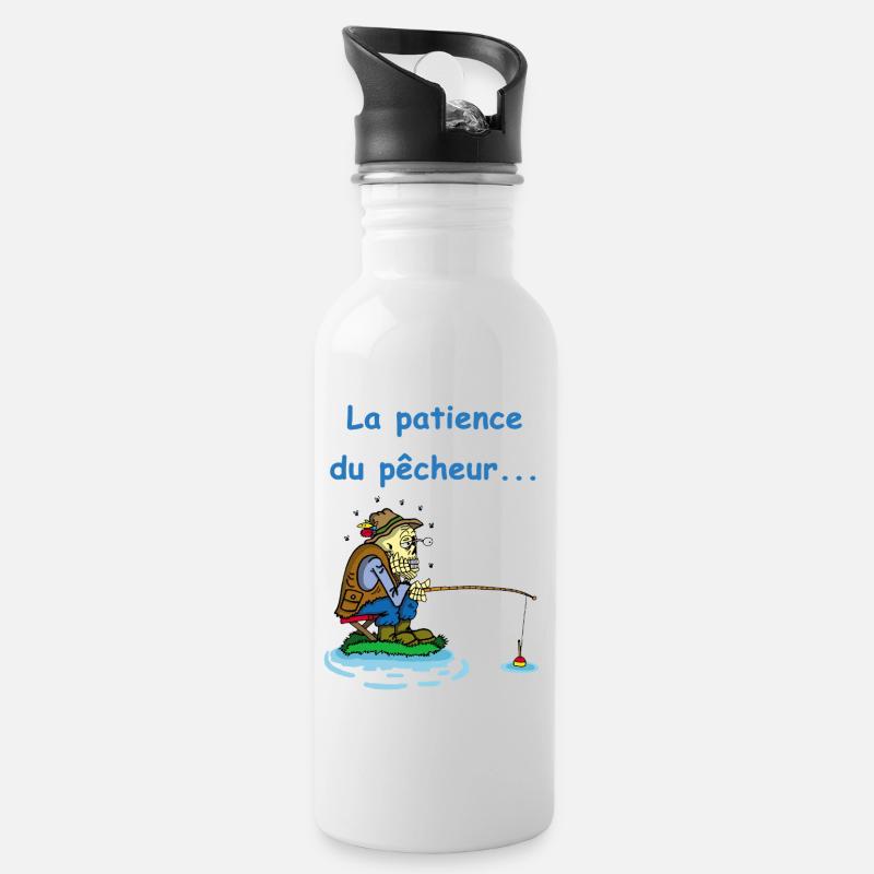 La patience du pêcheur - Gourde avec paille intégrée - blanc