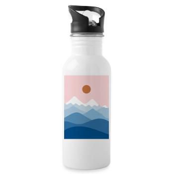 Berglandschaft rosa - Trinkflasche mit integriertem Trinkhalm - Weiß - Rechts
