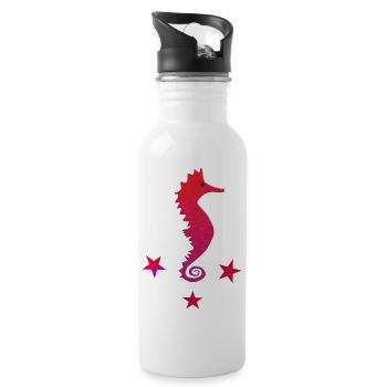 Hippocampe rouge avec hippocampe rose étoilé - Gourde avec paille intégrée - blanc - Droite