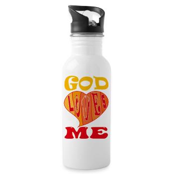 God Loves Me - Water bottle with straw - white - Right