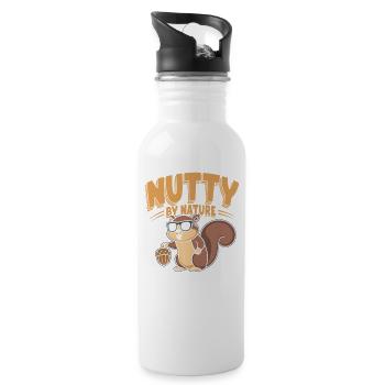 Squirrel Watching Enthusiast Wildlife - Water bottle with straw - white - Right