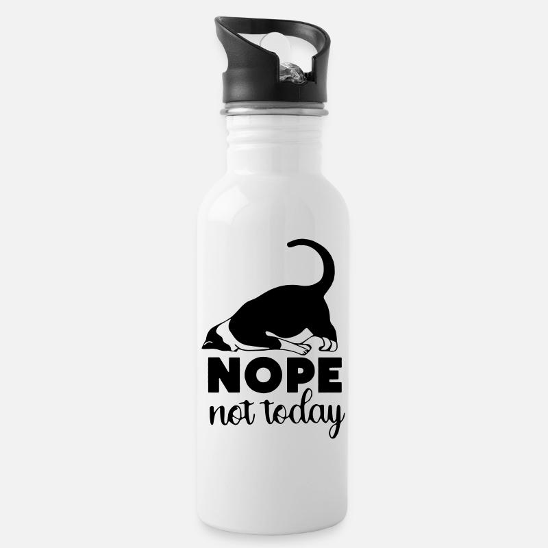 nö, heute nicht - Trinkflasche mit integriertem Trinkhalm - Weiß