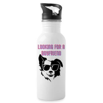 Looking for a Boyfriend (cool dog) - Water bottle with straw - white - Right