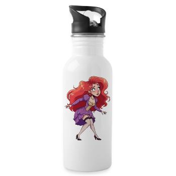 Redhead woman - Water bottle with straw - white - Right