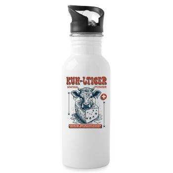 Kuh & Käse Shirt: Schweizer Ländlerfreude pur - Trinkflasche mit integriertem Trinkhalm - Weiß - Rechts