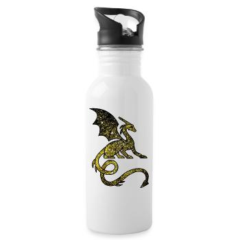 Cosmic Medieval Dragon - Water bottle with straw - white - Right