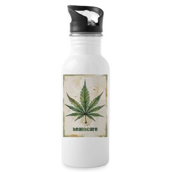 Cannabis Healthcare - Marijuana Leaf 1 - Trinkflasche mit integriertem Trinkhalm - Weiß - Rechts