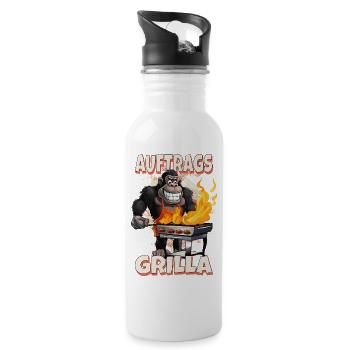 Grilling Grilla Griller Gorilla BBQ Saying Funny - Water bottle with straw - white - Right