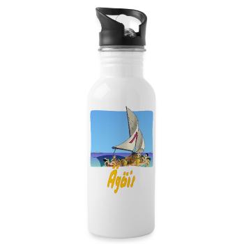 Aegean Sea - Water bottle with straw - white - Right