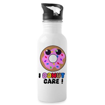 I Donut Care – Funny Donut Doodle, Sweet Sketch - Water bottle with straw - white - Right