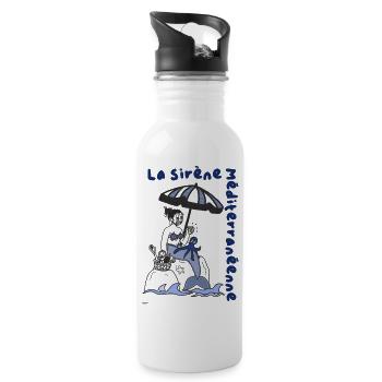 Die mediterrane Meerjungfrau im Retro-Stil - Trinkflasche mit integriertem Trinkhalm - Weiß - Rechts