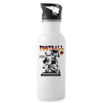 Frauenfußball Shirt Deutschland: Mut im Zweikampf - Trinkflasche mit integriertem Trinkhalm - Weiß - Rechts