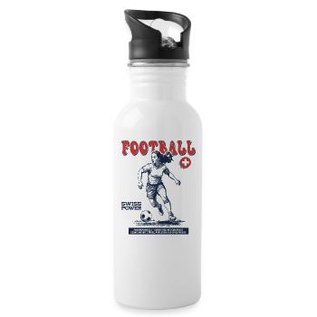 Swiss Fußballerin Shirt: Spektakulärer Pass - Trinkflasche mit integriertem Trinkhalm - Weiß - Rechts