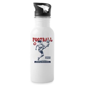 Schweizer Frauenfußball Shirt: Zweikampf präzise - Trinkflasche mit integriertem Trinkhalm - Weiß - Rechts