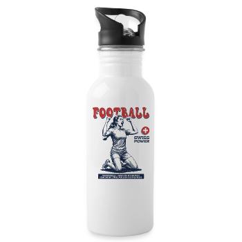 Swiss Fußballspielerin Shirt: Schuss zum Sieg - Trinkflasche mit integriertem Trinkhalm - Weiß - Rechts