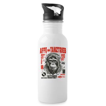 Primat Modus Shirt: Sounddrang im Lockenfell - Trinkflasche mit integriertem Trinkhalm - Weiß - Rechts