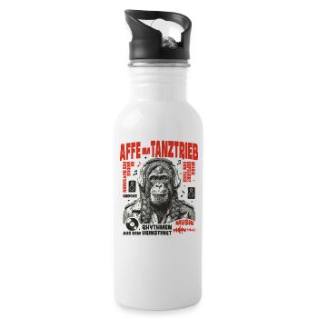 Funk Rock Shirt: Zopf-Affe im Groovegewitter - Trinkflasche mit integriertem Trinkhalm - Weiß - Rechts