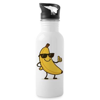Bande dessinée banane - Gourde avec paille intégrée - blanc - Droite