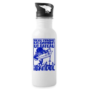 Retro Mediterranean Bandol Boat Mascot - Water bottle with straw - white - Right