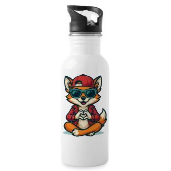 Foxy Love Vibes - Trinkflasche mit integriertem Trinkhalm - Weiß - Rechts