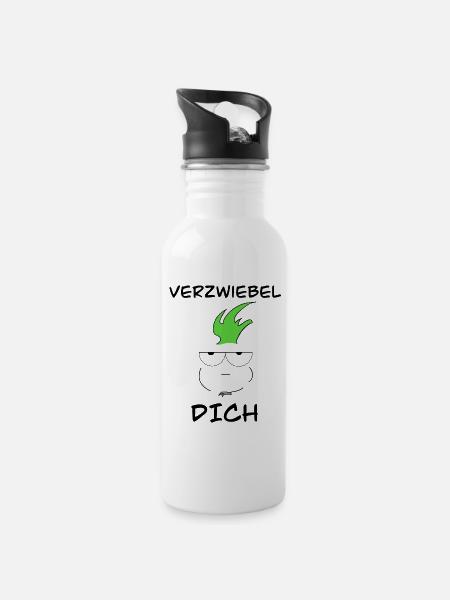Launische Zwiebel - Trinkflasche mit integriertem Trinkhalm - Weiß
