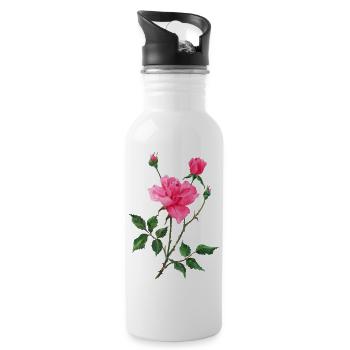 Flowers - Water bottle with straw - white - Right