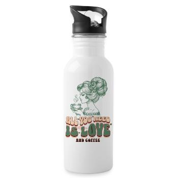 Love & Coffee – Retro Woman Clipart - Water bottle with straw - white - Right