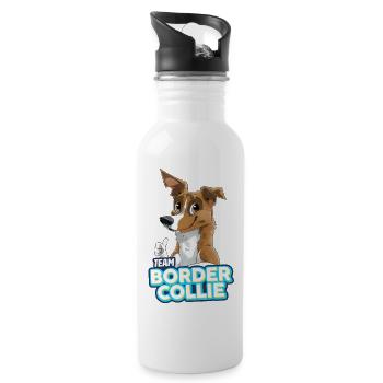 TEAM Border Collie Kurzflor - Sand - Trinkflasche mit integriertem Trinkhalm - Weiß - Rechts
