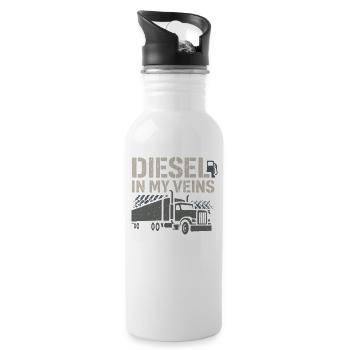 Trucker Trucking Gift Truck Trucker - Trinkflasche mit integriertem Trinkhalm - Weiß - Rechts