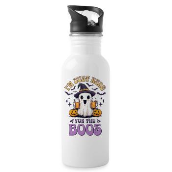 Je suis juste là pour les huées Bière fantôme d’Halloween - Gourde avec paille intégrée - blanc - Droite