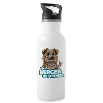 TEAM Pyrenäenschäferhund - Rehkitz - Trinkflasche mit integriertem Trinkhalm - Weiß - Rechts