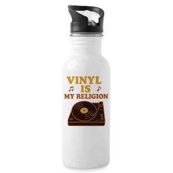 Funk Vinyl Record Collector Retro Music - Water bottle with straw - white - Right