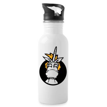Unicorn Silly Funny Funny Funny Hole Cartoon - Water bottle with straw - white - Right
