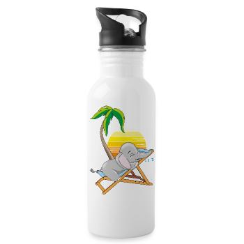 Sleeping baby elephant under the palm tree - Water bottle with straw - white - Right