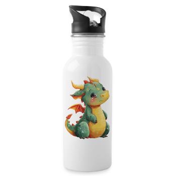 Mignon bébé dragon - Gourde avec paille intégrée - blanc - Droite
