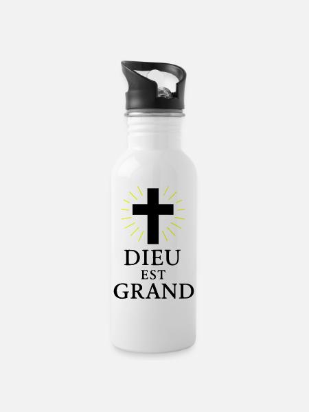 DIEU EST GRAND - Gourde avec paille intégrée - blanc