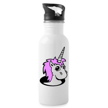 Unicorn Girl Pretty Bottom Hole Cartoon Cute Girl - Water bottle with straw - white - Right
