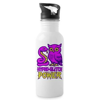 Hypno Glitch Power Owl - Trinkflasche mit integriertem Trinkhalm - Weiß - Rechts
