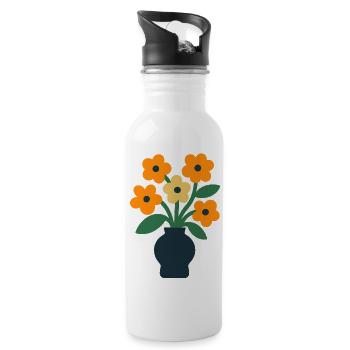 Blumenvase - Trinkflasche mit integriertem Trinkhalm - Weiß - Rechts