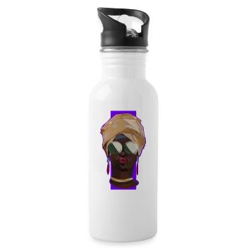 Elegant Afro Woman Portrait with Turban - Water bottle with straw - white - Right