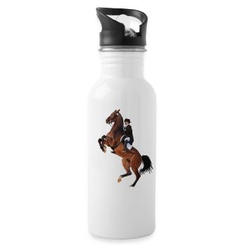 Cavalier élégant sur cheval cabré - Gourde avec paille intégrée - blanc - Droite