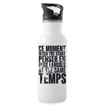 COOLER SPRUCH FÜR MEHRSPRACHLER, bilingual - Trinkflasche mit integriertem Trinkhalm - Weiß - Rechts