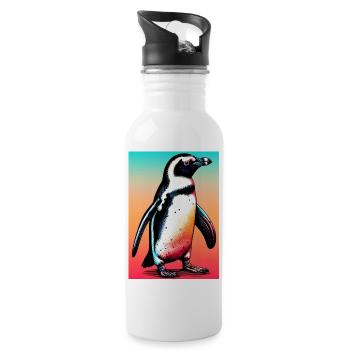penguin - Water bottle with straw - white - Right