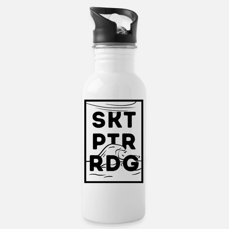 St.Peter-Ording - Trinkflasche mit integriertem Trinkhalm - Weiß