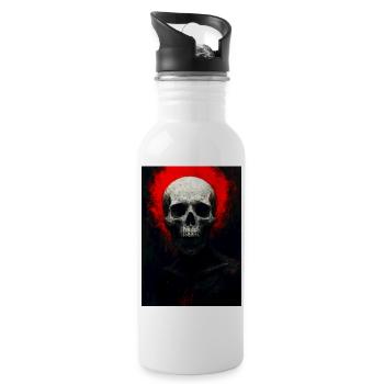 Skull in Red Ember - Water bottle with straw - white - Right