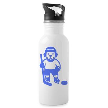 Minimalistischer Labrador Eishockey Spieler  - Water bottle with straw - white - Right