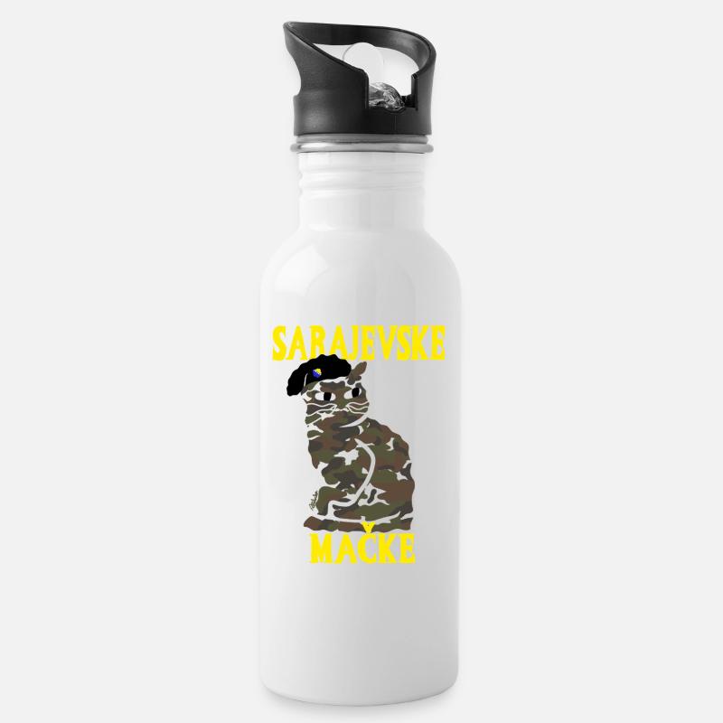 Chat Camouflage Sarajevo Militaire - Gourde avec paille intégrée - blanc