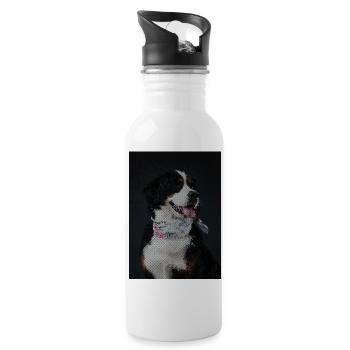 Berneseund flower bandana - Water bottle with straw - white - Right