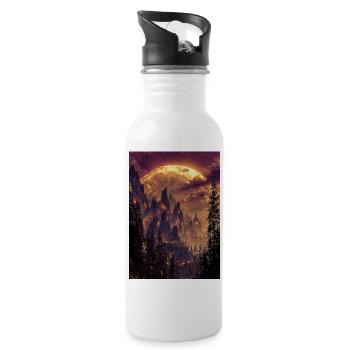 Fiery Summit at Dusk - Water bottle with straw - white - Right